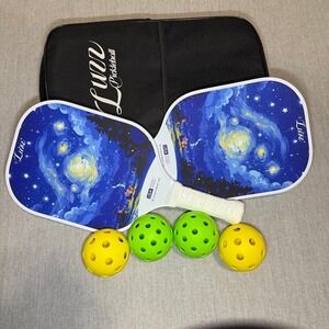 Luzz Pickleball Paddle Set Starry Night Design with 4 Balls and Carrying Case